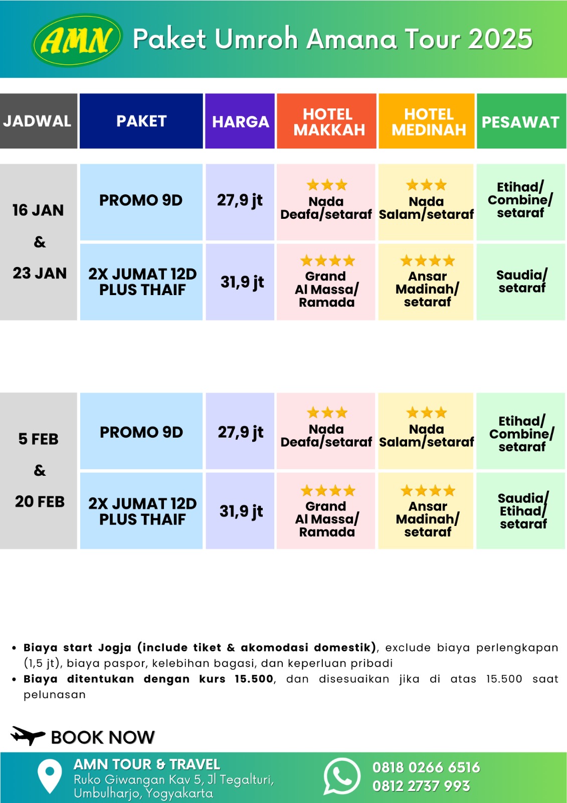 Paket Umroh Amana Tour Januari 2025 Dan Febuari 2025